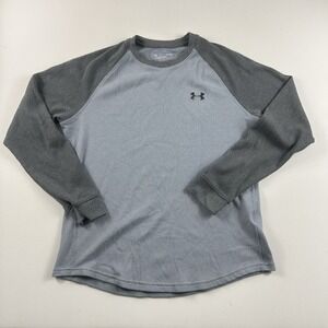 Under Armour UA Waffle Crew Long Sleeve Shirt Gray‎ Mens Large 1302355